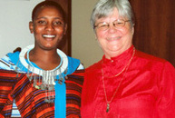 Students see Sr. Mary Vertucci (r) as a mentor. Early marriage forces many Maasai girls to forego school.