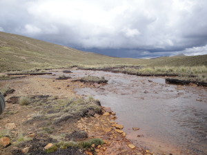 The Condoraque River, poisoned by chemicals from a local mining plant, and the main tributary from which Altiplano herds drink.  Maryknoll Sisters are working to turn the tide on this ecological disaster and win rights for indigenous farmers and their animals for whom the river is critical for their livelihoods.