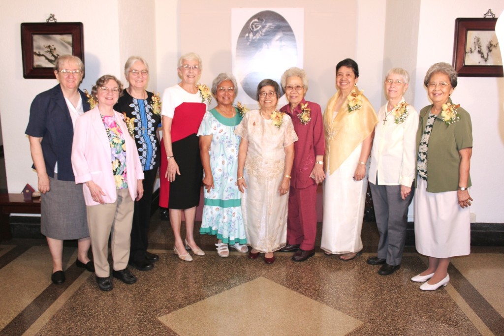 Maryknoll Sisters celebrating 50 years with congregation include, left to right, Sisters Shirley King, Alice Cardillo, Patricia Ryan, Connie Krautkremer, Rosalinda Barrozo, Nora Maulawin, Lucia Yu, Amelia Omana, Susan Glass, and Imelda Bautista.