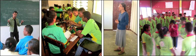 João dos Santos (left) is my partner in the work of introducing youth to the art of dialogue and conflict transformation. These photos were taken at leadership trainings at two public high schools.