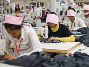 Women make up about 90 percent of the workforce of the Cambodian garment industry. 